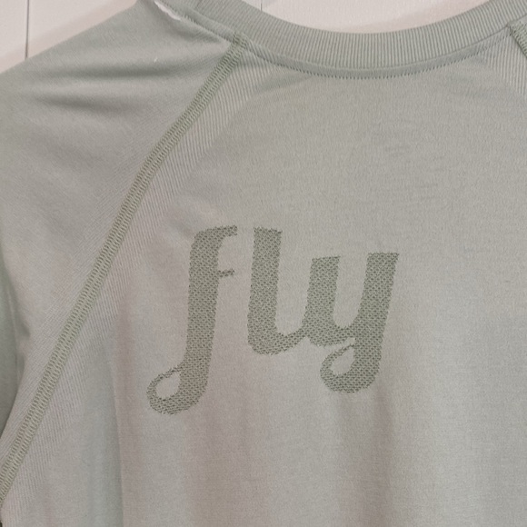 Oiselle Flyte Seamless Long Sleeve Top Thumbholes Medium Mint Running Wicking - Picture 7 of 8